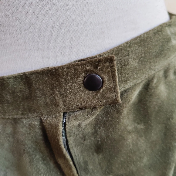 Vintage Deerskin Suede Skirt Set / Olive Green / Size 18 - Picture 10 of 11